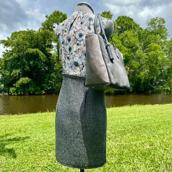 kate spade Laurel Way Suede & Hair-Calf Hadlee Tote Bag Smokey Pearl - Picture 8 of 16